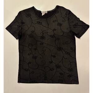 Western Collection Vintage Women's Large Top Black 80/90s short sleeve evening